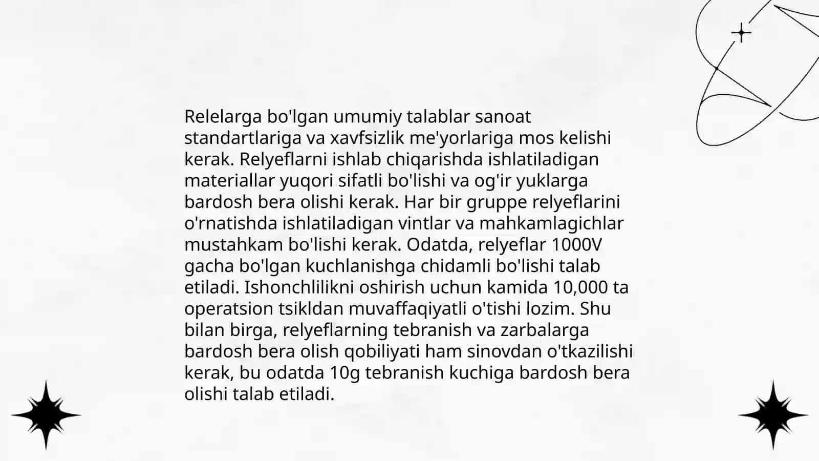 Relelarga boʻlgan talablar turlari va tuzilishi hamda ularning ishlash rejimlari 3