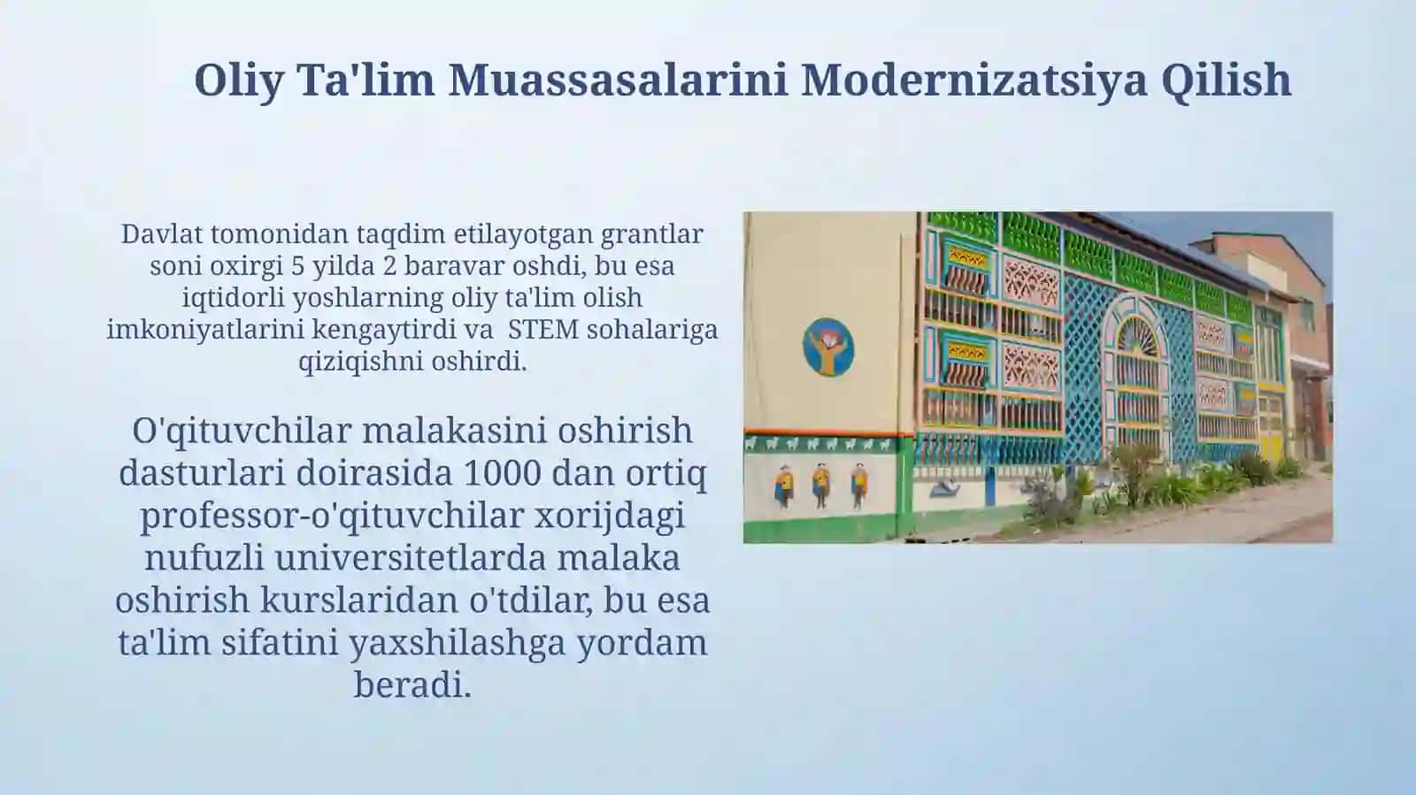 Oliy Ta'lim Muassasalarini Modernizatsiya Qilish 3