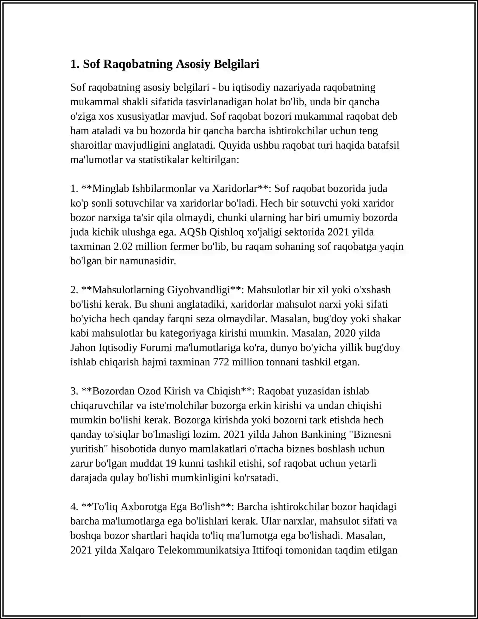 MUSTAQIL ISH Mavzu: RAQOBAT SHAKLLARI: SOF RAQOBAT, MONOPOLISTIK RAQOBAT. OLIGOPOLIYA VA SOF MONOPOLIYA 3