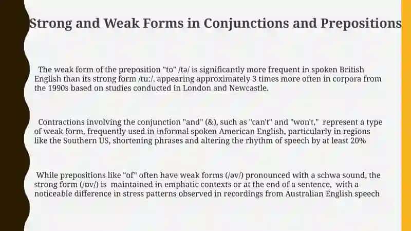 Strong and weak forms in pronouns, conjunctions and prepositions 3