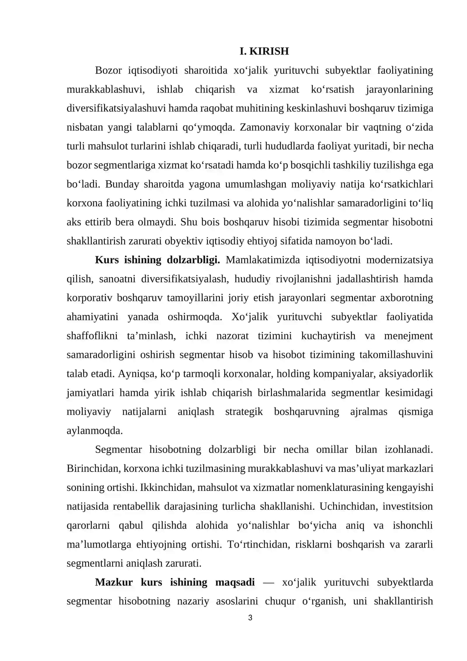 TARMOQLAR IQTISODIYOTI VA BUXGALTERIYASI KAFEDRASI KURS ISHI 3