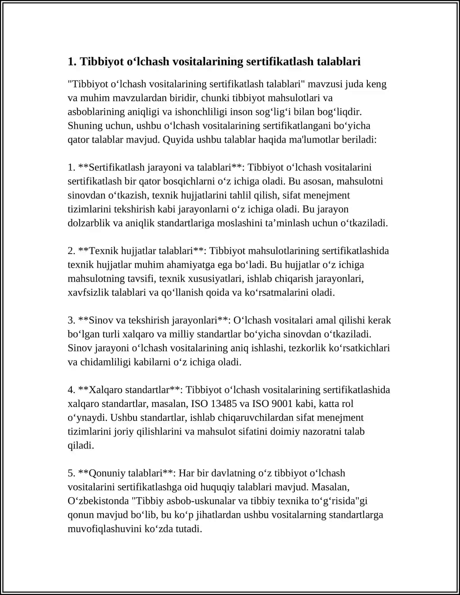 TIBBIYOT O‘LCHASH VOSITALARIGA QO‘YILADIGAN ME’YORIY TALABLAR 3
