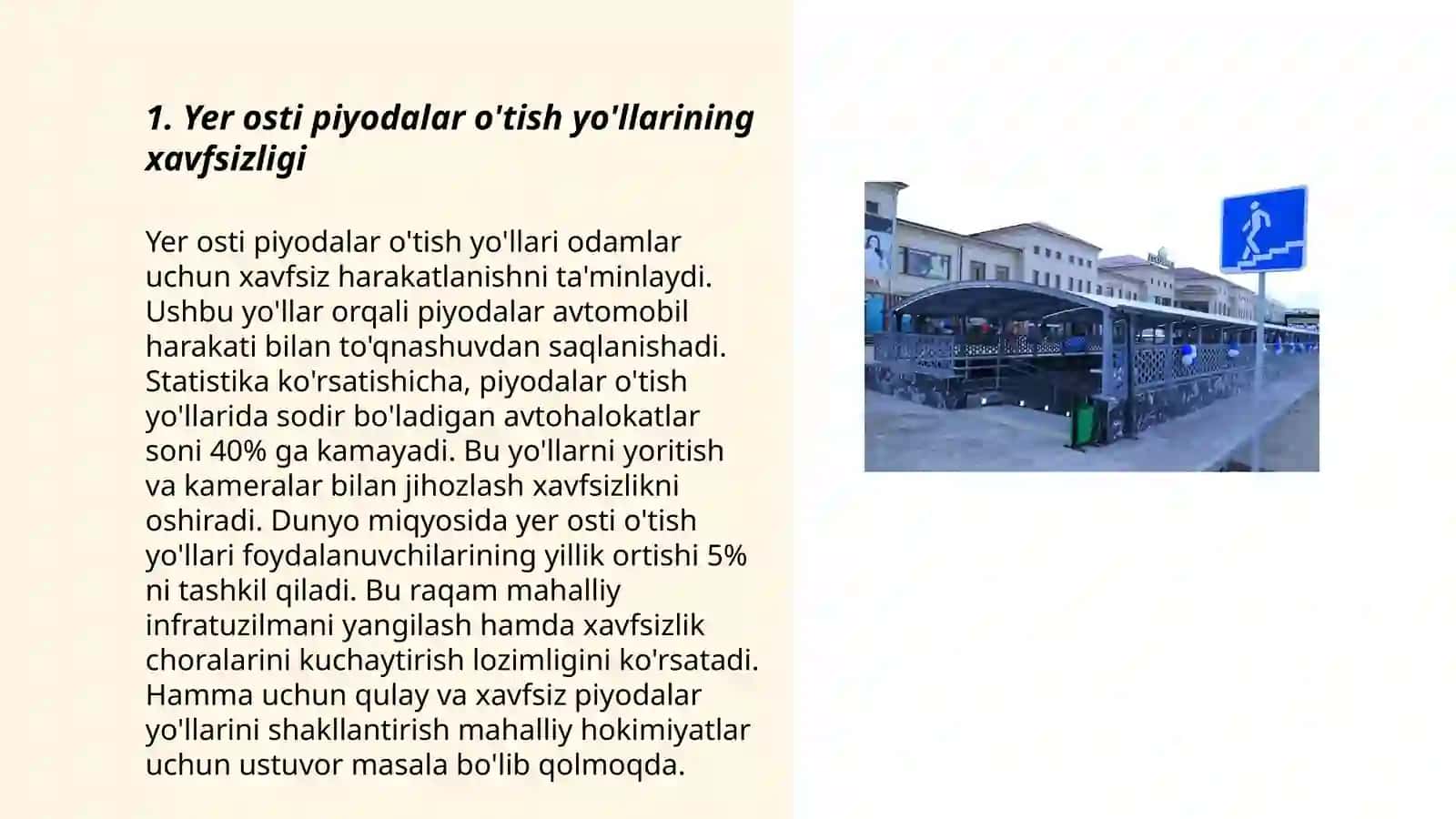 Yer osti piyodalar o'tish yo'llari 3
