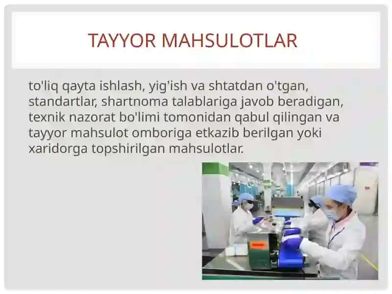 Tayyormahsulotvauningsotilishinihisobgaolish 3