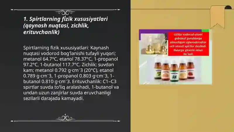 Spirtlar va fenollarga xos xususiyatlar 3