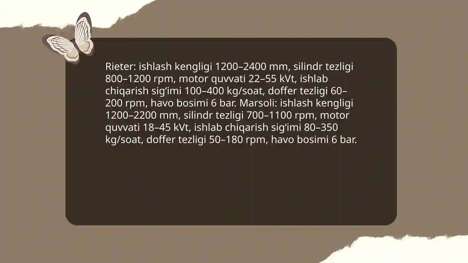 Rieter va Marsoli piltabirlashtirish va qayta tarash mashinalari 3