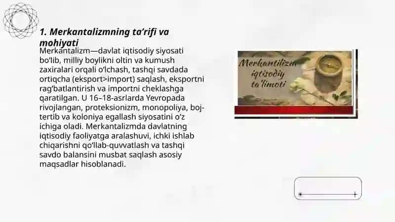 Merkantalizm iqtisodiyot talimotining mohiyati va ahamiyati 3