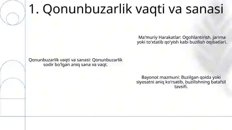 Ma'muriy huquqbuzarlik to'g'risidagi bayonnoma mazmuni 3