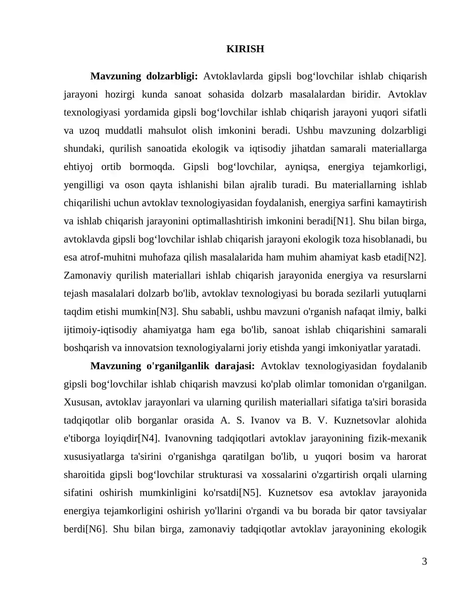 "Avtoklavlarda gipsli bogʻlovchilar ishlab chiqarish" kurs ishi 3