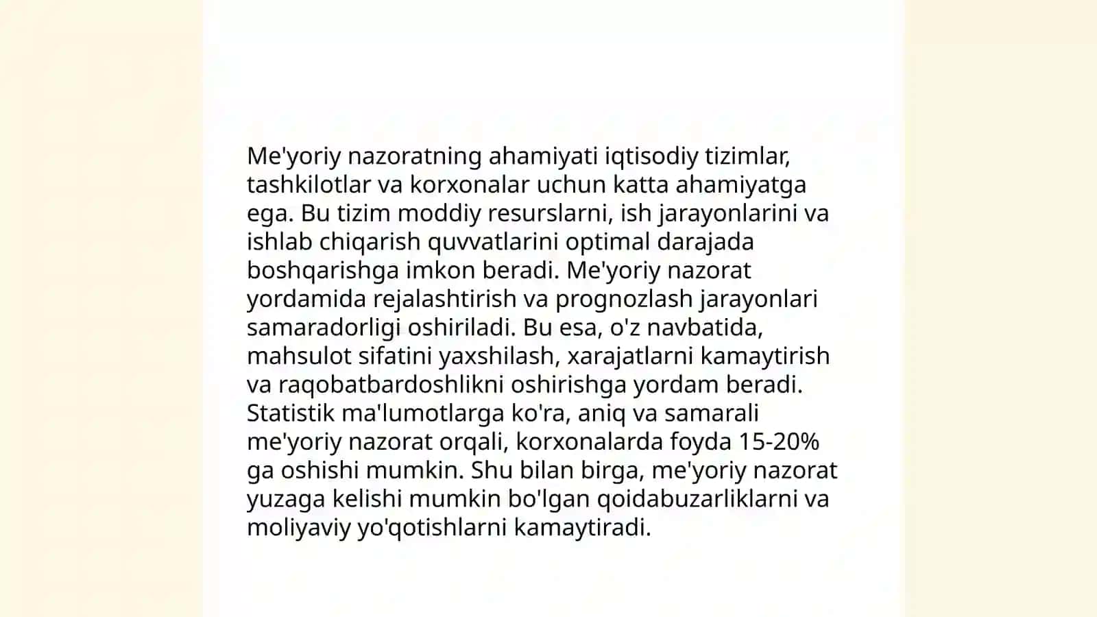 Me'yoriy nazorat xizmatlarining davlat texnik siyosatini amalga oshirish masalalarini hal qilishdagi roli 3