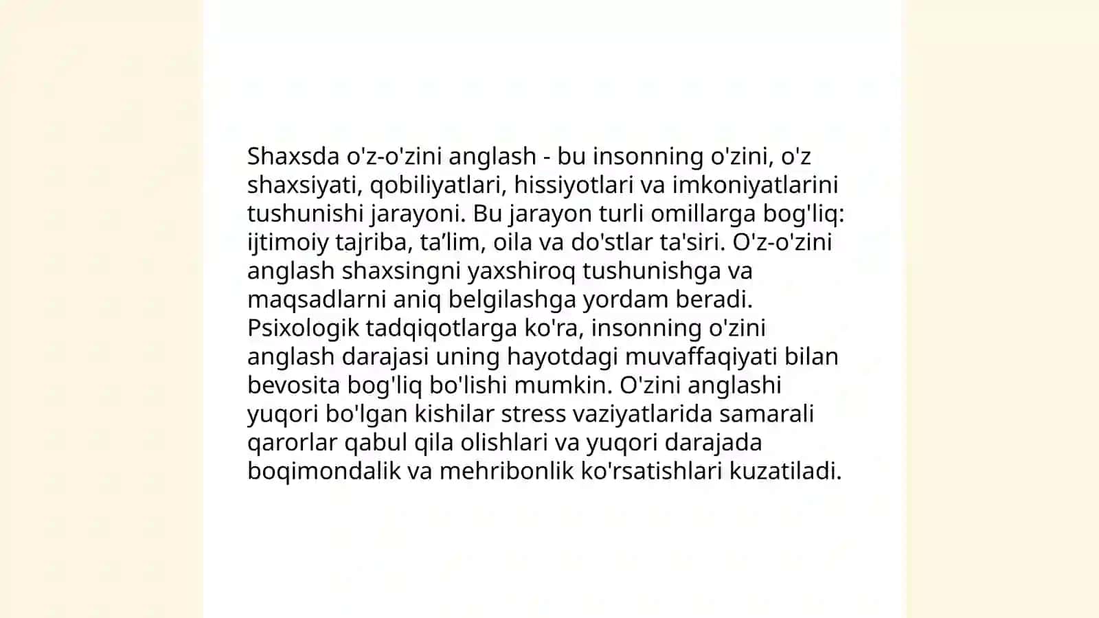 Shaxsda o'z-o'zini anglash 3