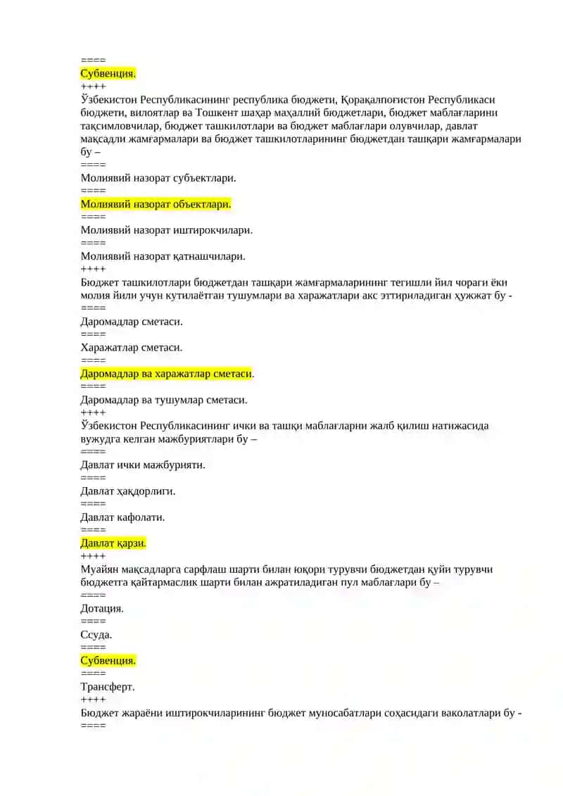 byudjet hisobi fanidan test 3