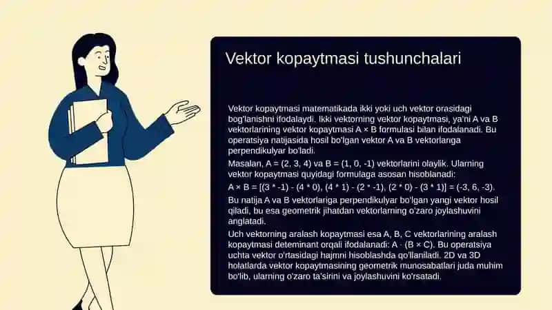 Ikki vektorning vektor kopaytmasi. Uch vektorning aralash kopaytmasi 3