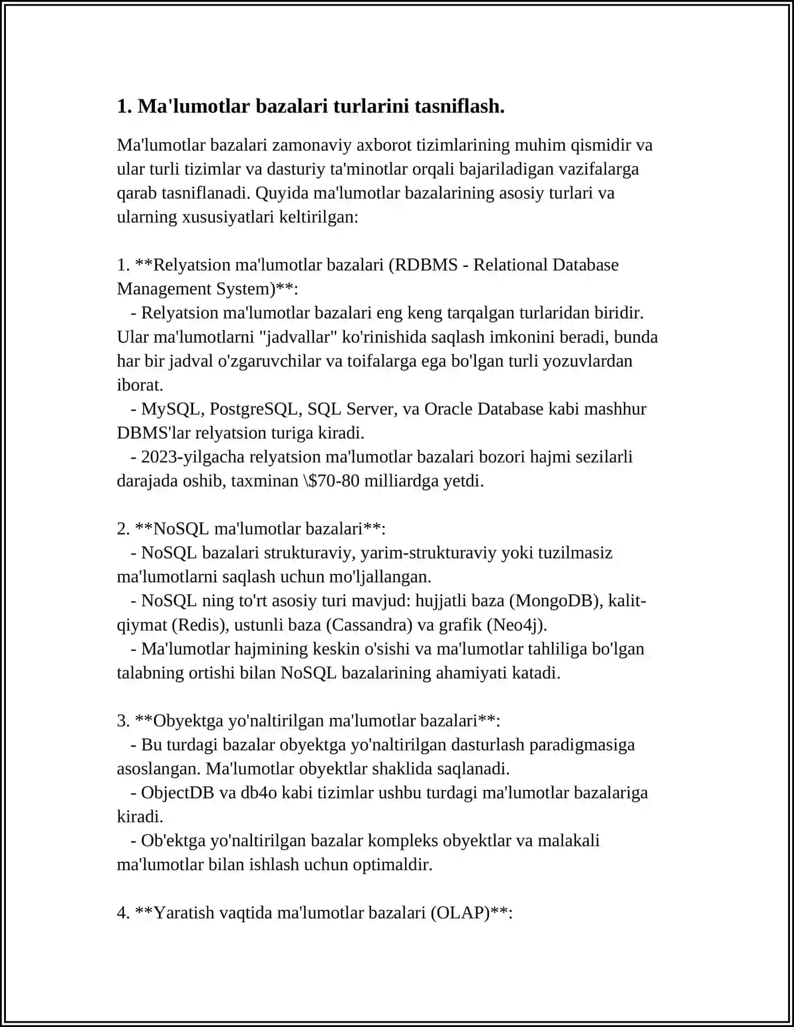 MA'LUMOTLAR BAZALARI VA ULARNI INTELLEKTUAL TAHLIL QILISH 3