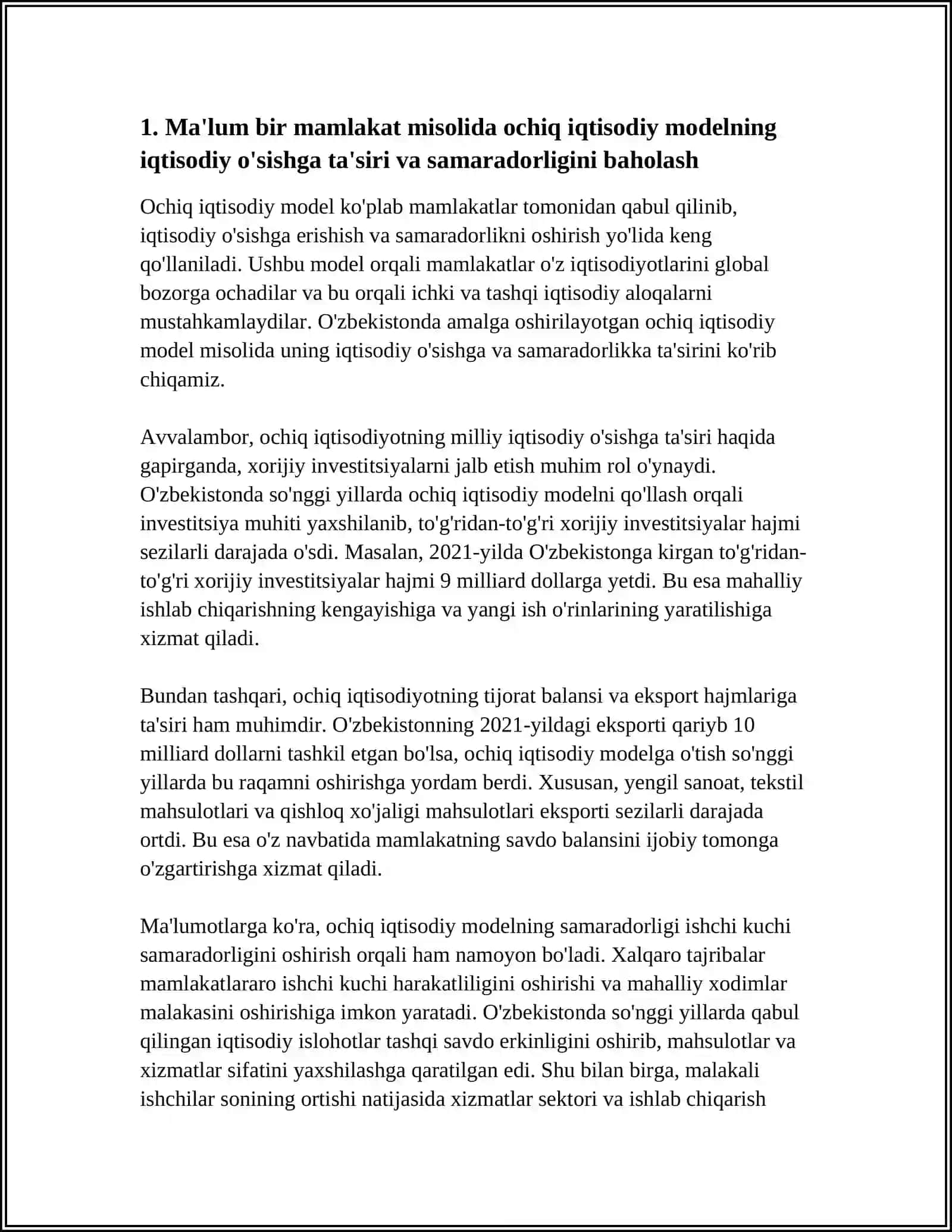 OCHIQ IQTISODIYOT MODELINING SAMARADORLIGI (MA’LUM BIR MAMLAKAT MISOLIDA) 3