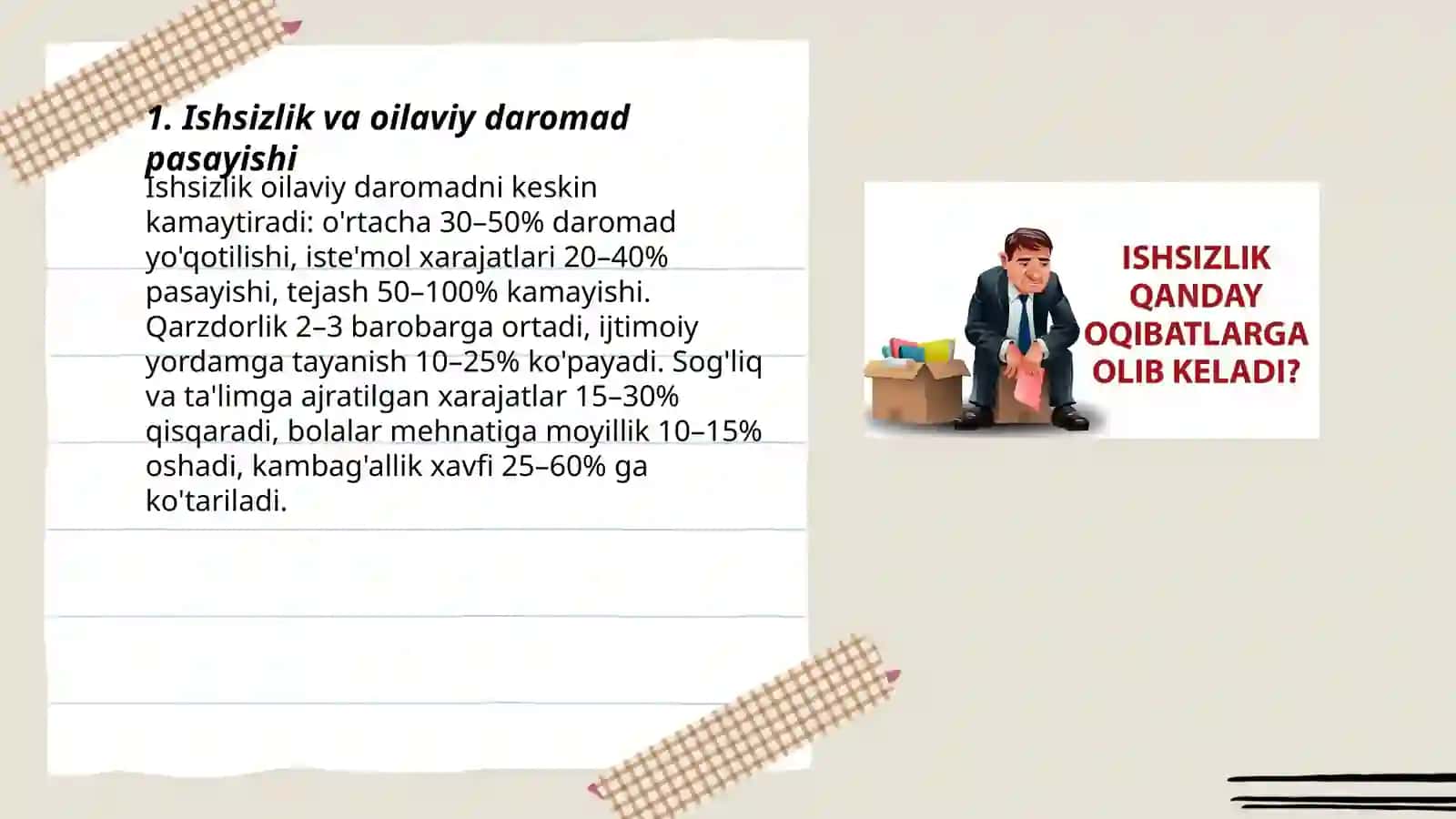 Ishsizlikning ijtimoyi - iqtisodiy oqibatilari 3