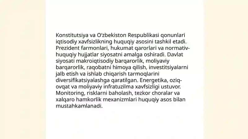 Davlatning iqtisodiy xavfsizlikni taʼminlash siyosati 3