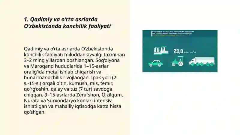 O'zbekistonda konchilik sanoatining rivojlanishi tarixi va bugungi holati 3