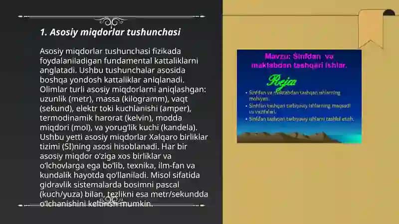 Sinfdan tashqari mashg'ulotlarda asosiy miqdorlar va ularni o'lchov birliklarini o'rgatish metodikasi 3