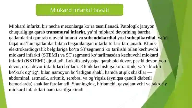 Miokard infarkti etiologiyasi, tasnifi va birinchi yordam algoritmi. 3