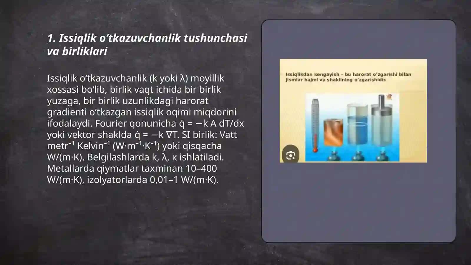 Issiqlik oʻtkazuvchanlikni oʻrganish 3