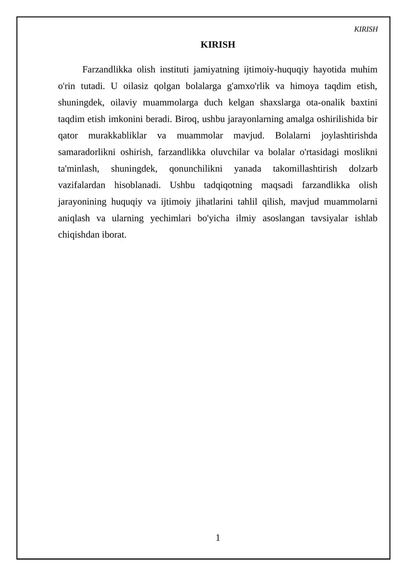 Farzandlikka olish KURS ISHI 3