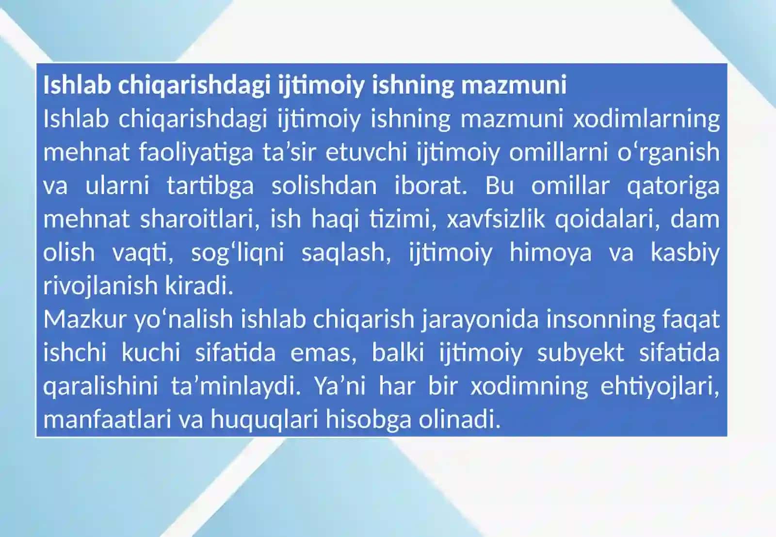 Ishlab chiqarish jarayonida ijtimoiy ishda mehnat shartnomalarining o‘rni va roli 3