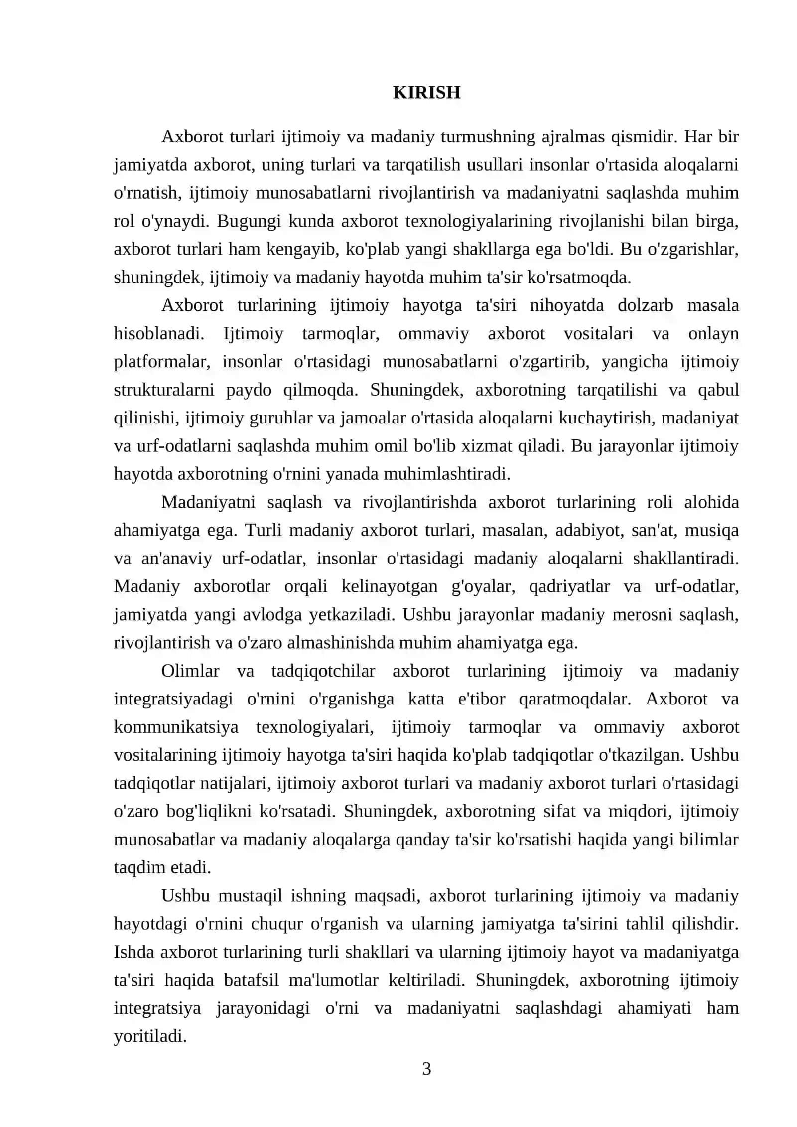 Media Savodxonlik fanidan tayyorlagan mustaqil ishi 3
