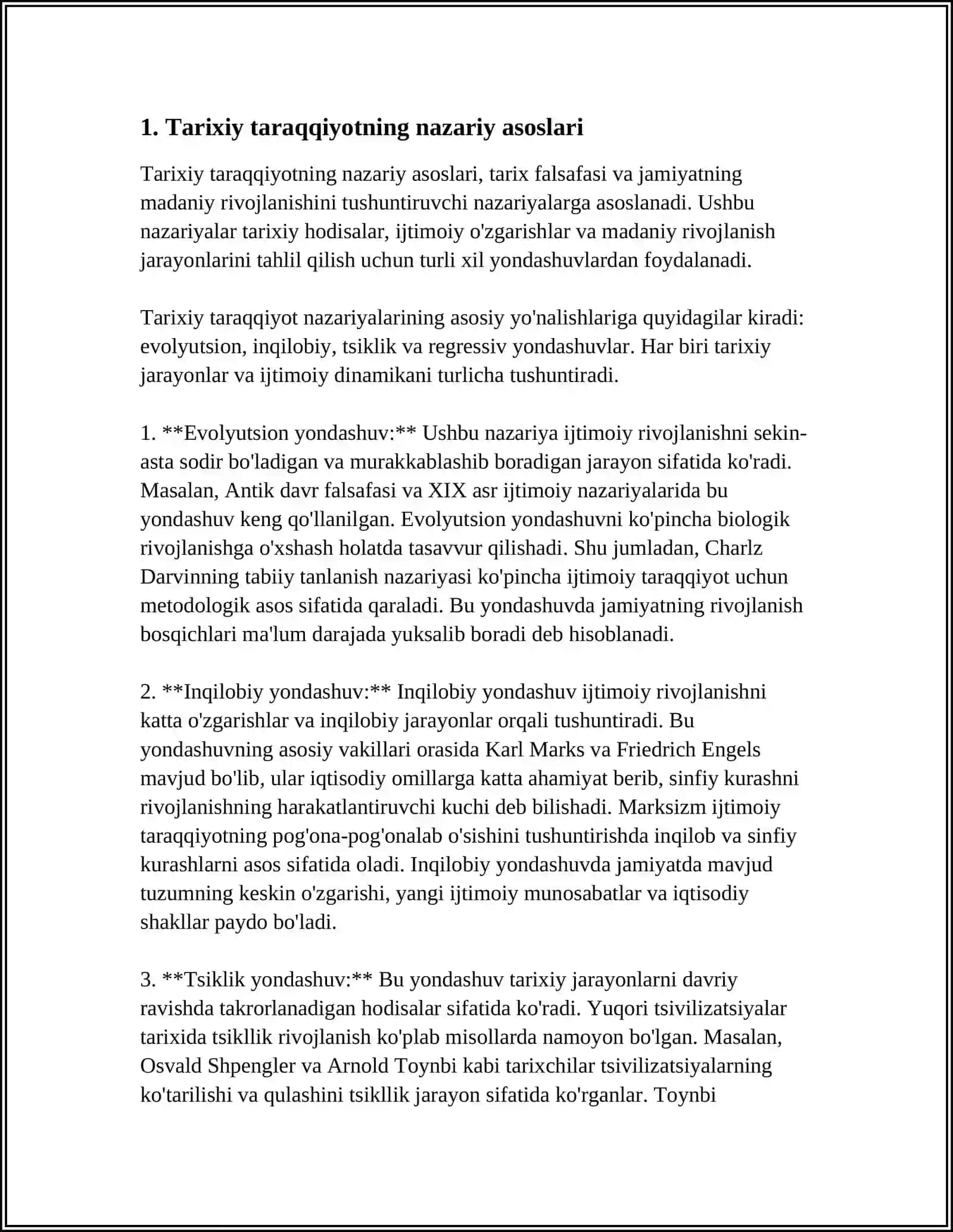 JAMIYAT TARAQQIYOTIDA TARIXNING MAZMUNI YO'NALISHLARI VA KONSEPSIYALARI 3