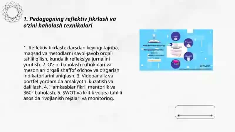 Zamonaviy o‘quv jaroyonini takomillashtirishda pedagogning shaxsiy va kasbiy o‘zini o‘zi rivojlantirish metodikasi 3
