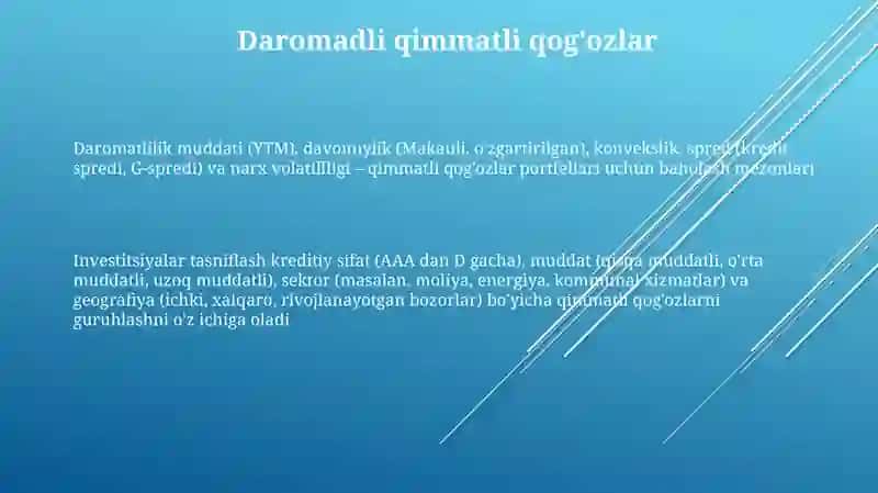 Investitsiyalarni turkumlash va baholash 3