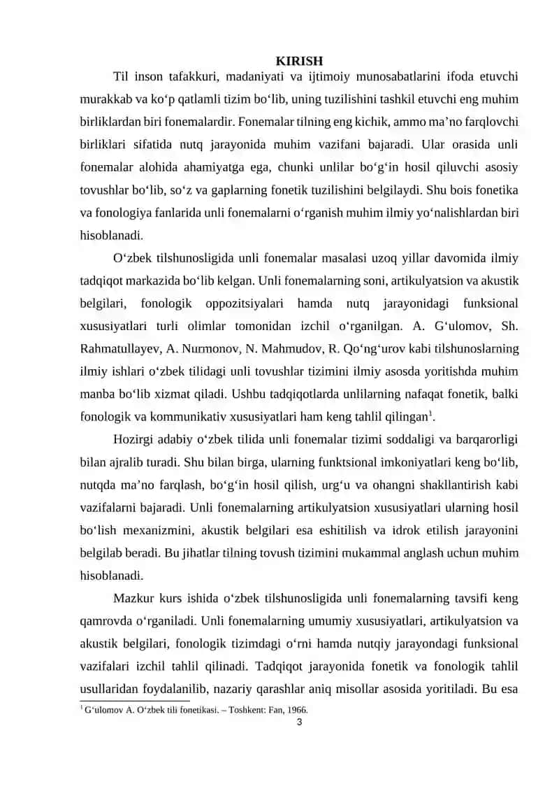 O‘zbek Tilshunosligida Unli Fonemalar Tavsifi 3