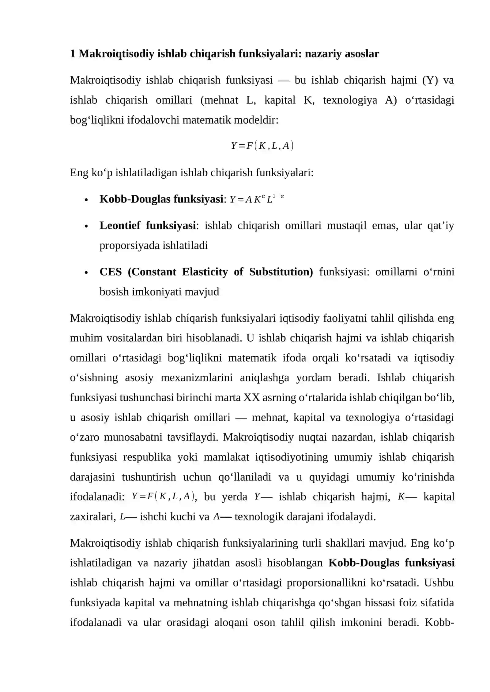 MAKROIQTISODIY ISHLAB CHIQARISH FUNKSIYALARI ASOSIDA RESPUBLIKADA BARQAROR IQTISODIY O‘SISHNI MODELLASHTIRISH 3