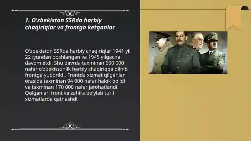 O'zbekiston jahon urshi davrida 1941-1945-yillar 3