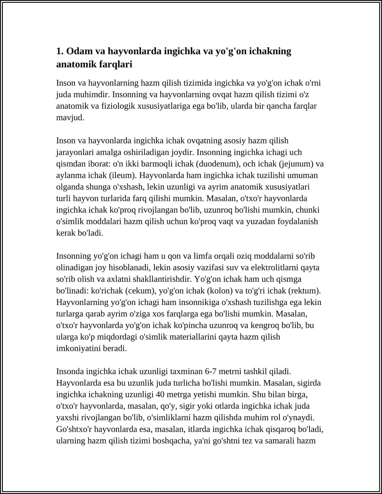 ODAM VA HAYVONLAR INGICHKA VA YO'G ON ICHAGIDA OVQAT HAZM BO'LISHINI OʼZIGA XOSLIGI 3