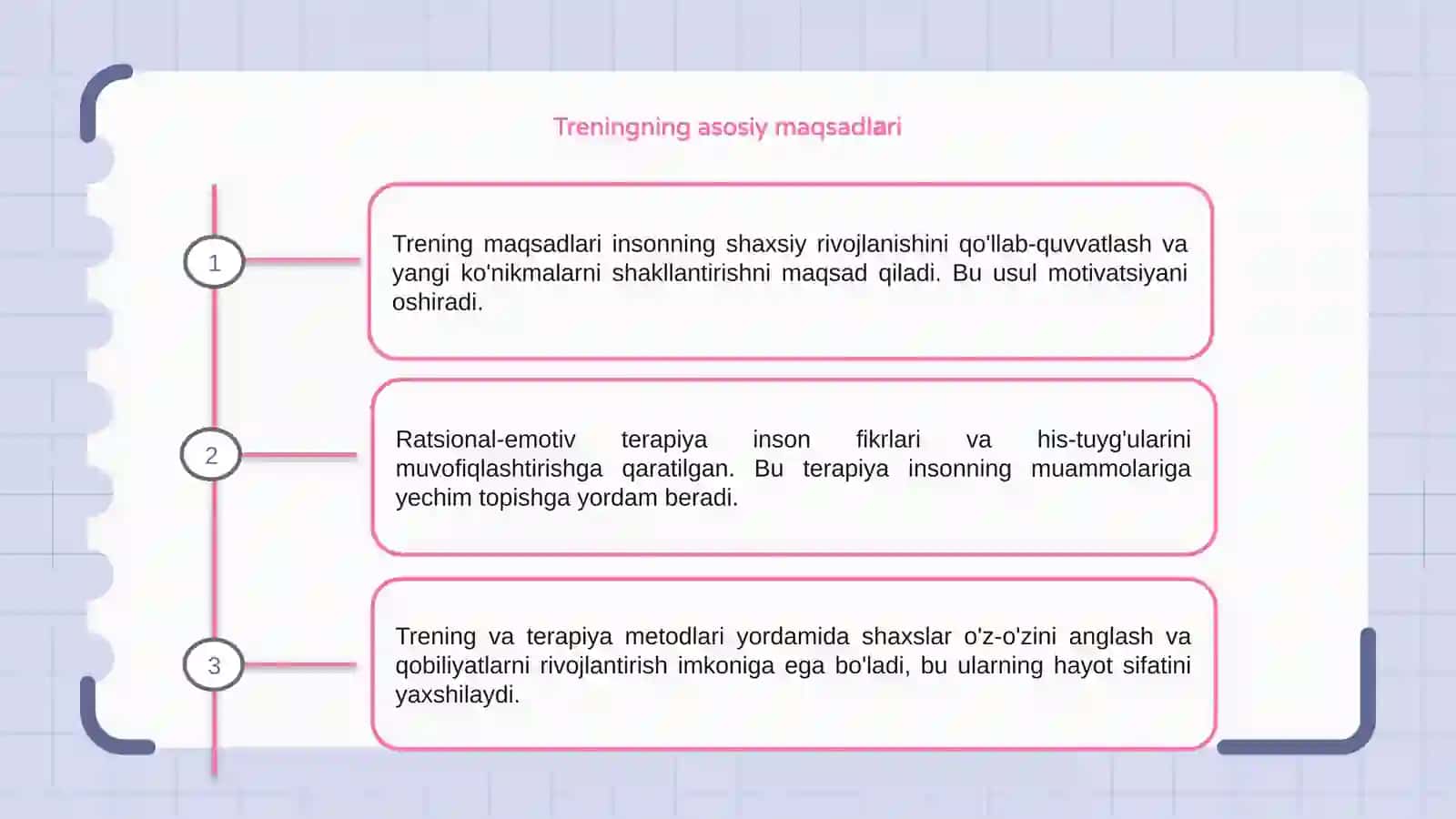 Treningning maqsadlari va ratsional-emotiv terapiyaning an'analari 3