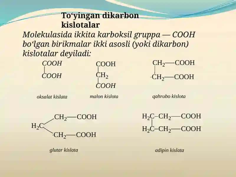 To’yingandi karbonkislotalarning nomlanishi 3