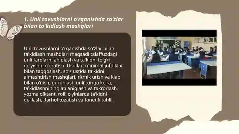 Unli tovushlarni oʻrganishda leksik mashqlarni tashkil etish 3