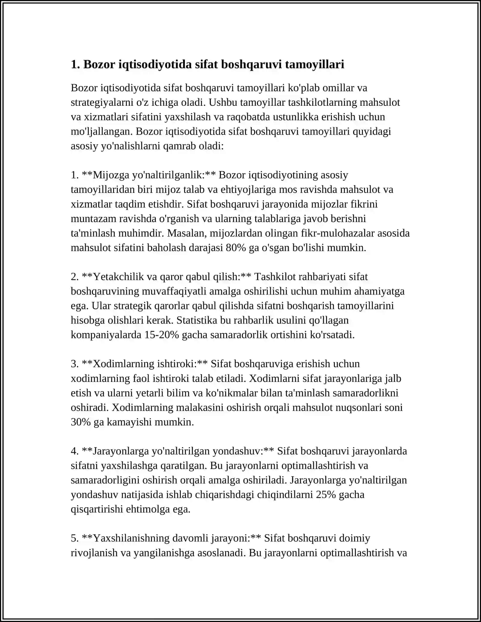 BOZOR IQTISODIYOTI SHAROITIDA SIFATNI BOSHQARISH TIZIMLARINI JORIY ETISHNING DOLZARB MASALALARI 3