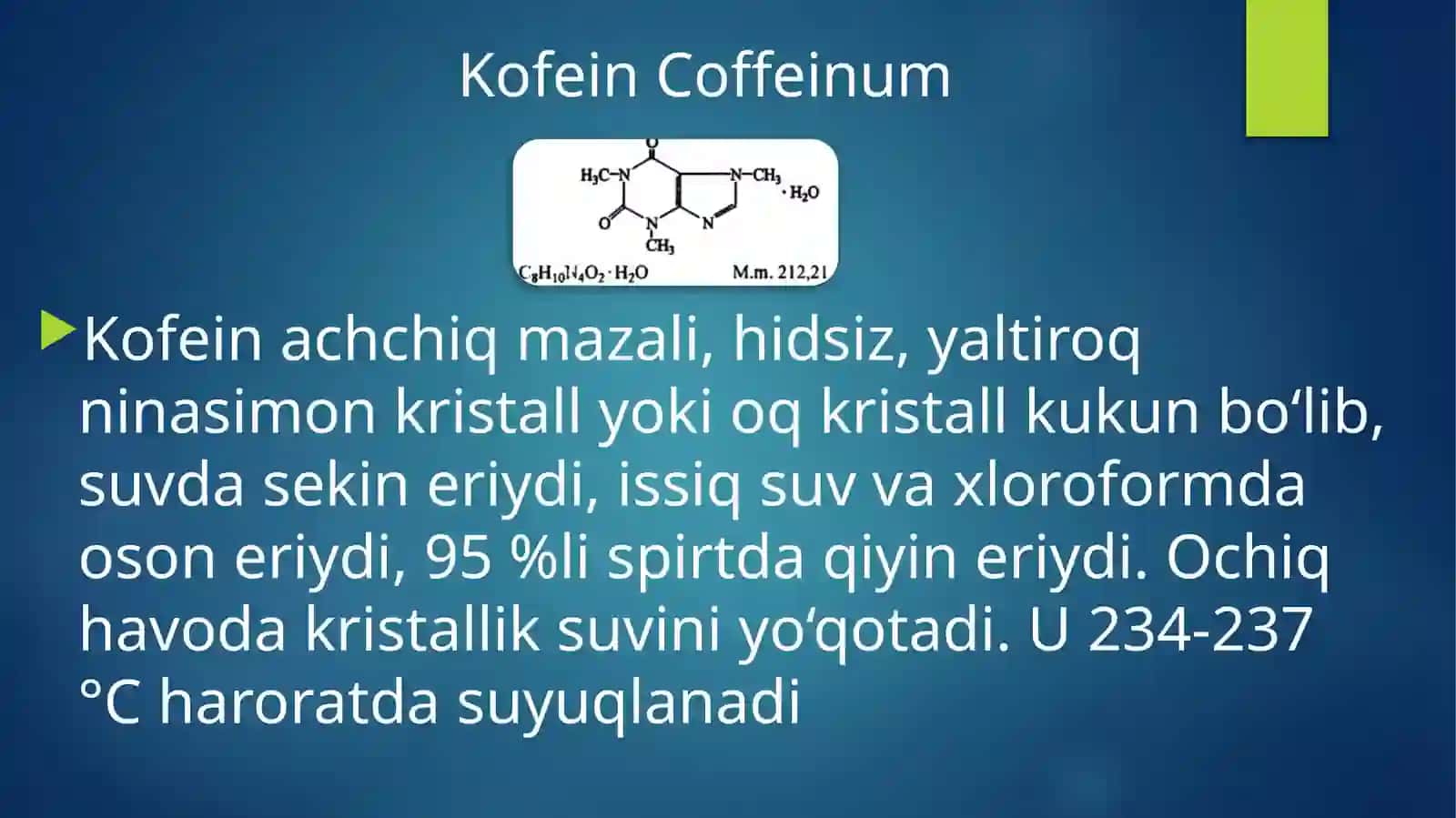 Purin hosilalari kofein kofein natriy benzanat eufillin tasnifi 3