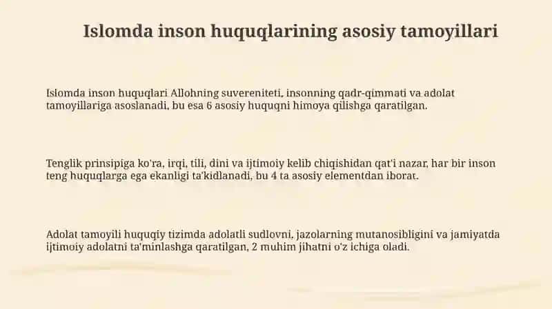 Islomda inson huquqlarining o‘ziga xos jihatlari 3