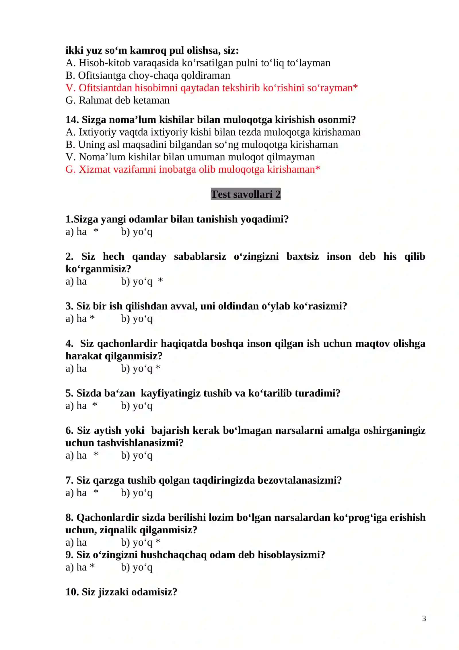 BOJXONA STUDENTLARI UCHUN TEST SAVOLLARI 6 BOSQICHDA 3