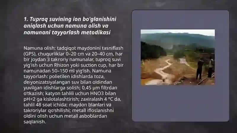 Tuproq suvining ifloslanishi ion bo'glanishini aniqlab ulardan tozalash g'oyasini ishlab chiqish 3