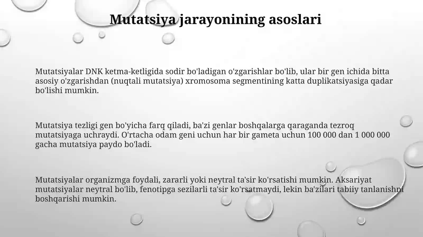 Mutatsion jarayon, populyatsiya to'lqini, alohida lanish 3