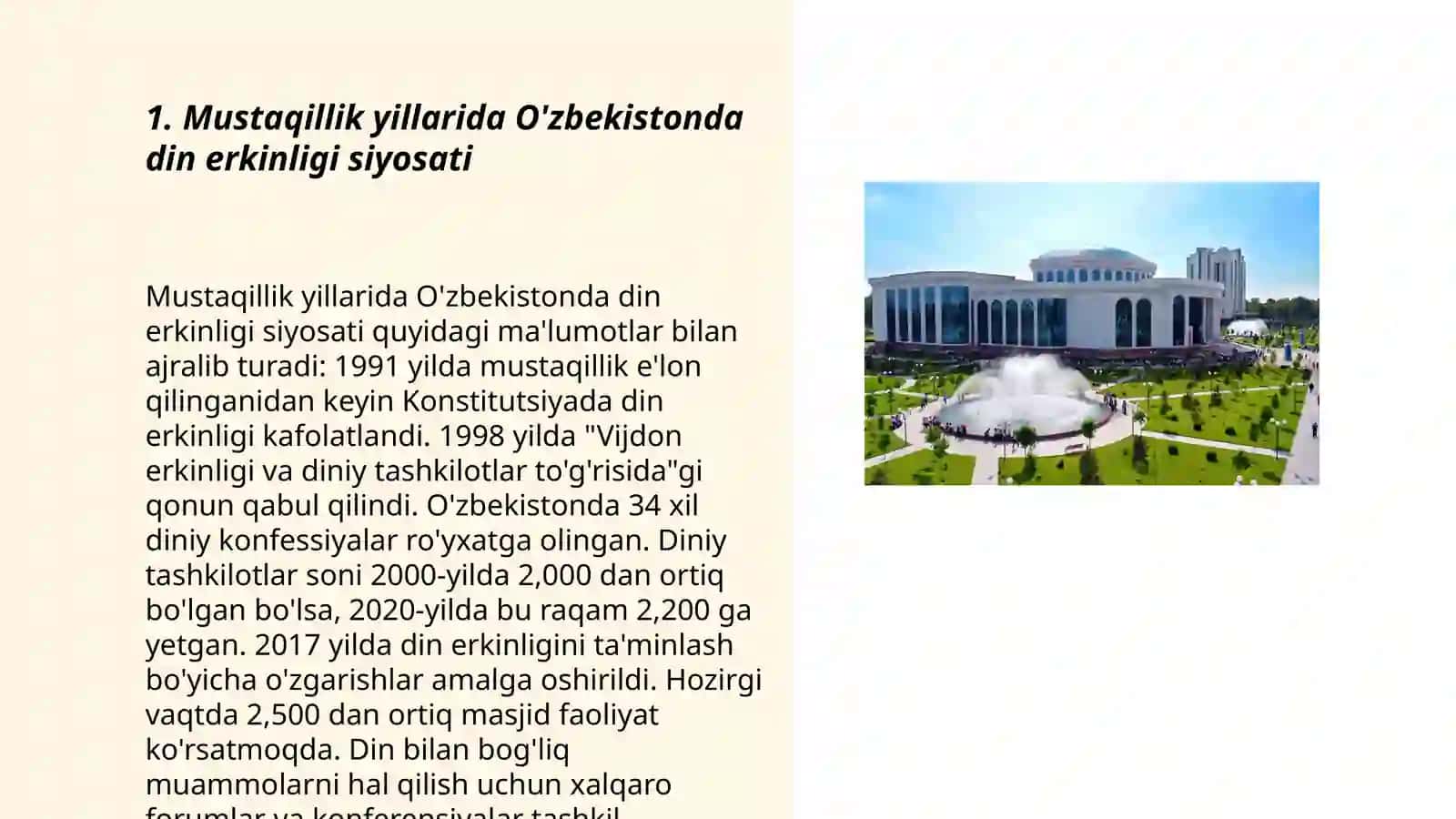 Mustaqillik yillarida O'zbekistonda va din o'rtasidagi munosabatlar 3