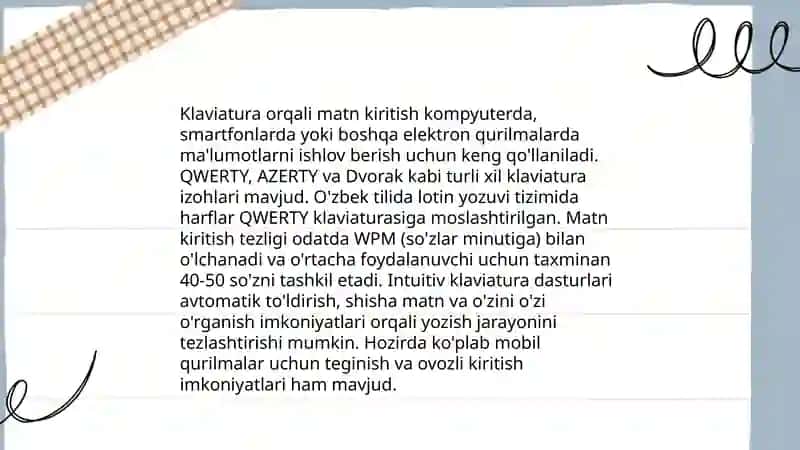 Klaviatura orqali matn kiritish 3