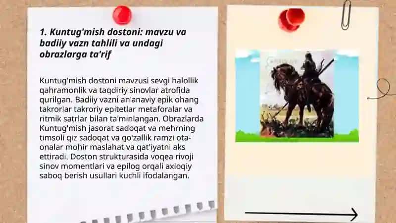 Kuntug'mish dostoni tahlili va undagi obrazlarga ta'rif 3