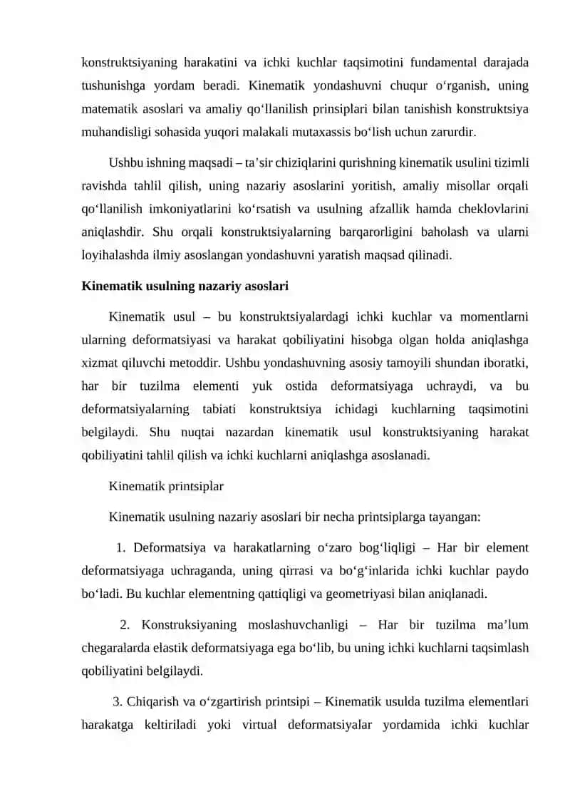 Ta’sir chiziqlari qurishning kinematik usuli 3