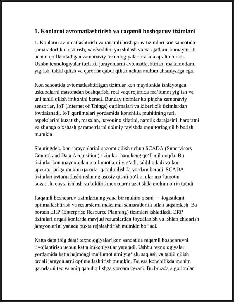 Konlarni avtomatlashtirish va raqamli boshqaruv tizimlari 3