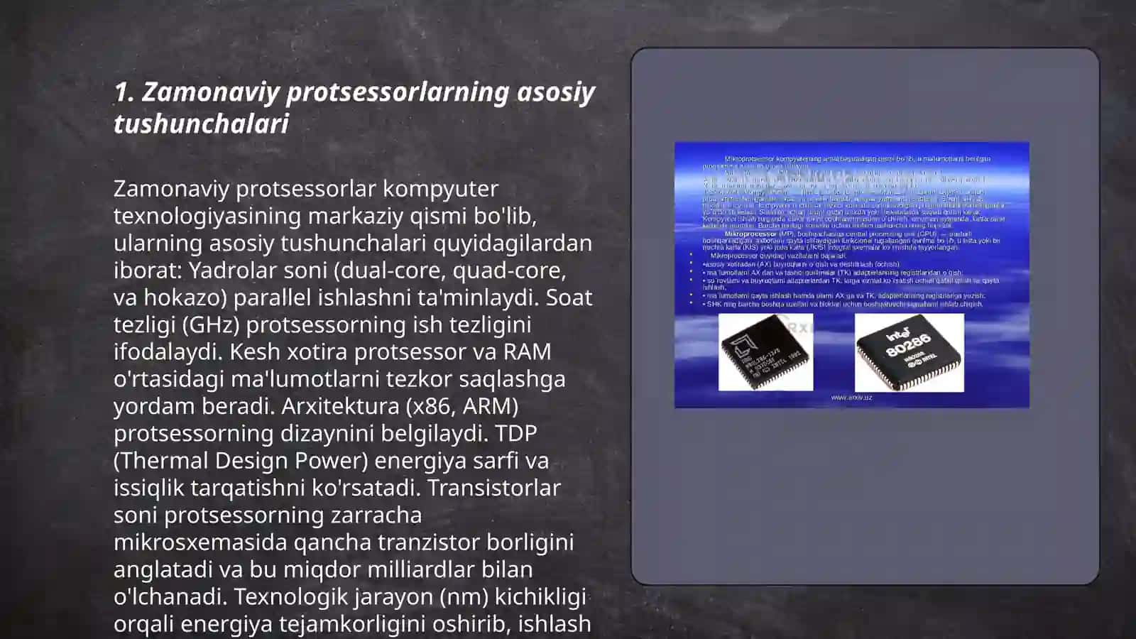 Zamonaviy protsessorlar ularning turlari va xususiyatlari 3